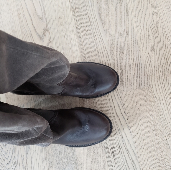 Chunky heel leather and suede slouchy boots - sz 5.5 - Picture 4 of 9